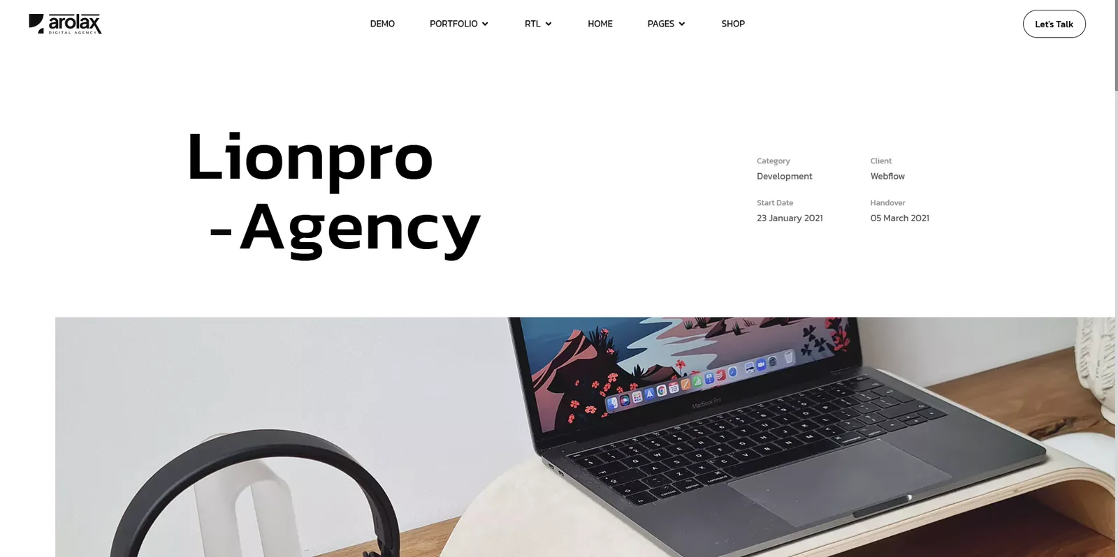 Single project case study layout