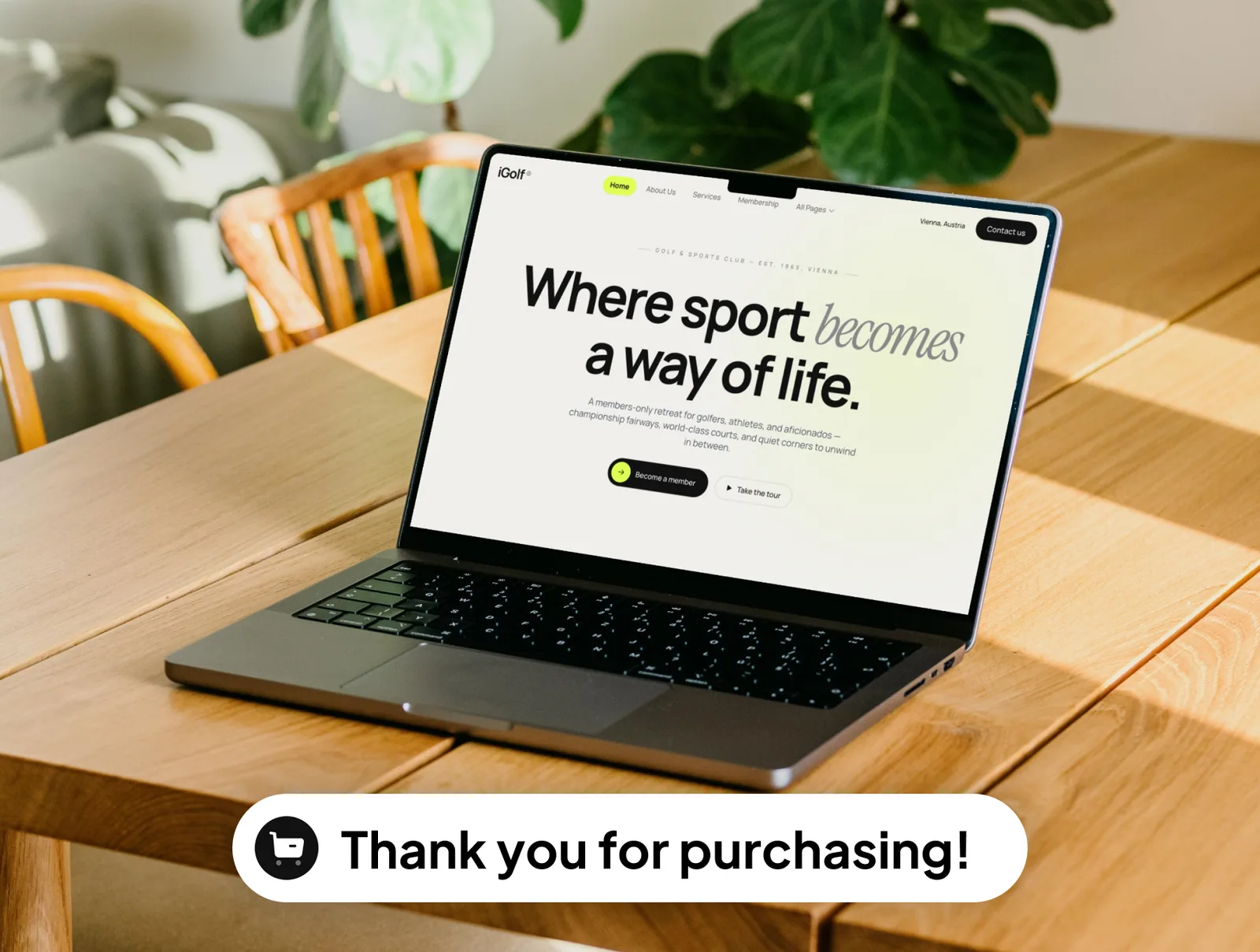Club website shown on a desktop