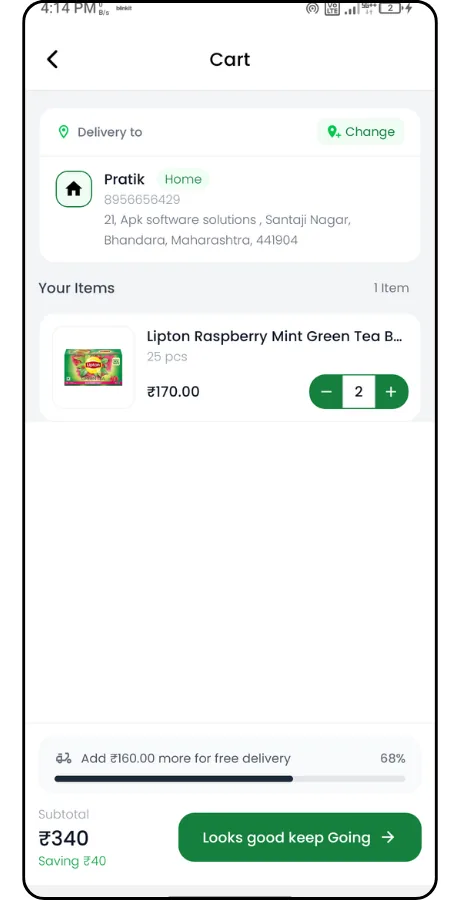 Quick-commerce delivery app