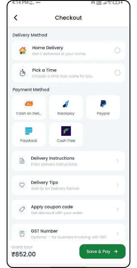 Quick-commerce delivery app