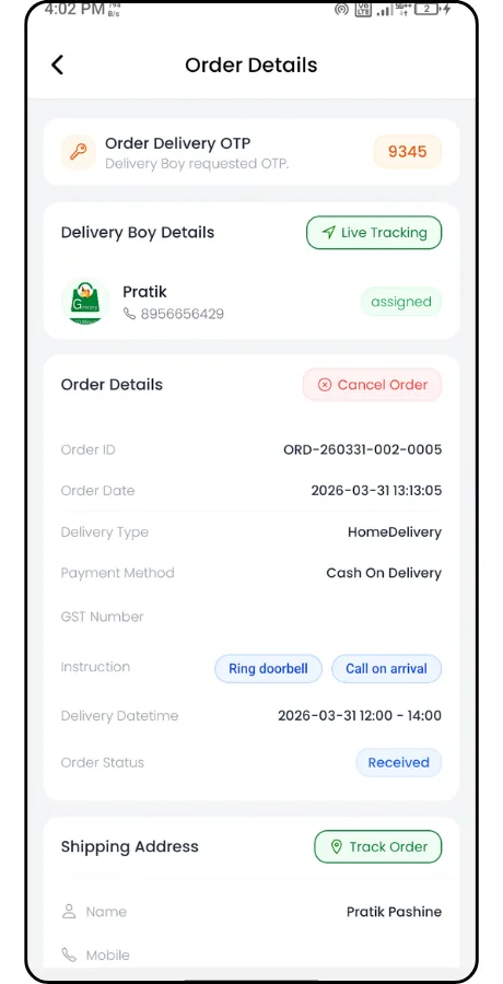 Quick-commerce delivery app